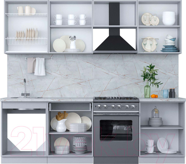 Изображение товара Кухонный гарнитур Интерлиния Мила Пластик 2.4 А (дуб эпоксид/антрацит/серый каспий)