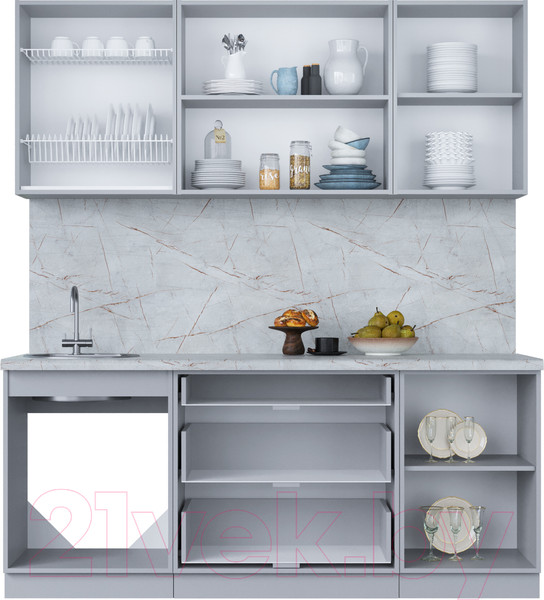 Изображение товара Кухонный гарнитур Интерлиния Мила Пластик 1.9 В (дуб эпоксид/антрацит/серый каспий)