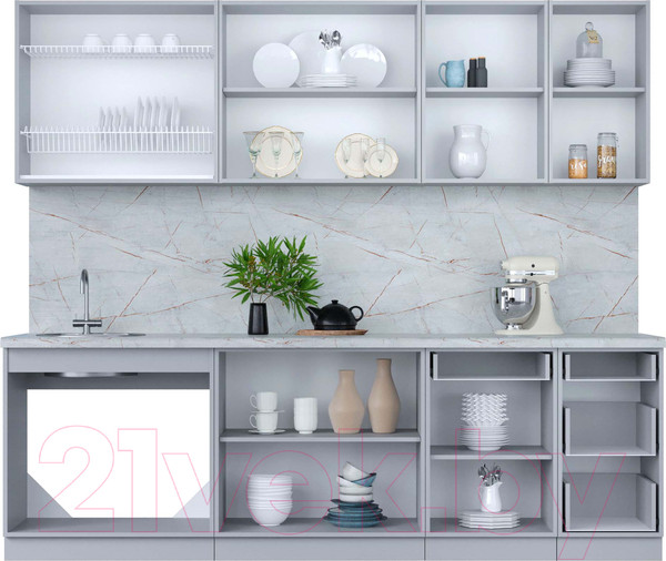 Изображение товара Кухонный гарнитур Интерлиния Мила Пластик 2.5 Б (дуб эпоксид/черный/кастилло темный)