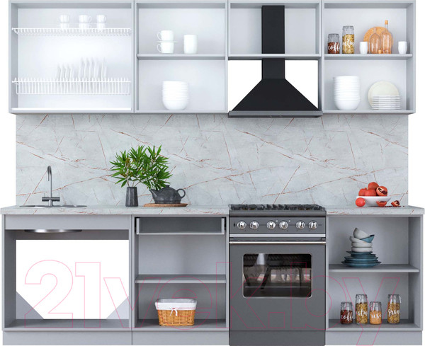 Изображение товара Кухонный гарнитур Интерлиния Мила Пластик 2.6 А (дуб эпоксид/антрацит/серый каспий)