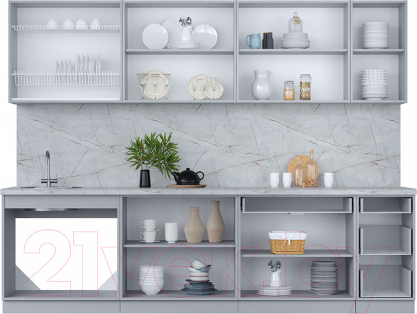 Изображение товара Кухонный гарнитур Интерлиния Мила Пластик 2.8 Б (дуб эпоксид/антрацит/серый каспий)