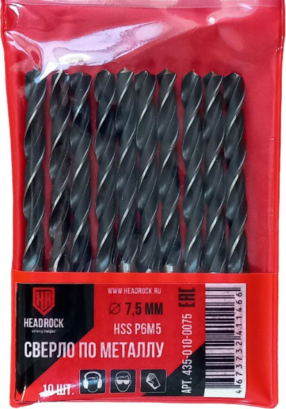 Изображение товара Сверло HeadRock HSS D7.5 / 435-010-0075  (10шт)
