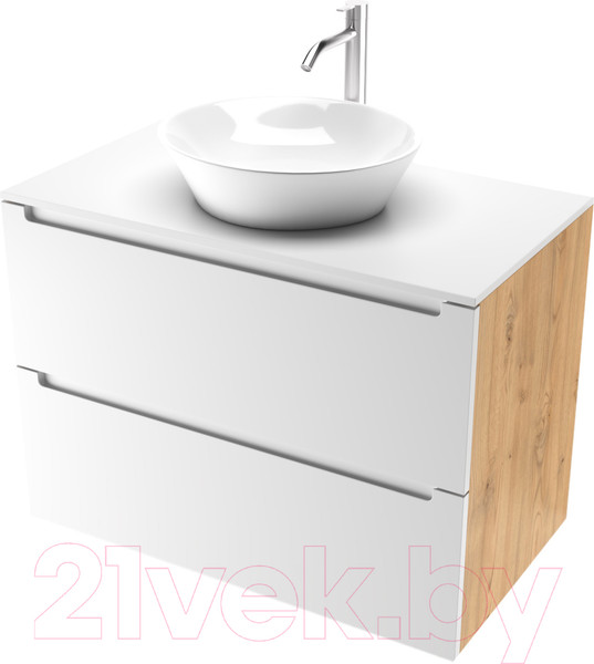 Изображение товара Тумба под умывальник ЗОВ Дион 100 / D100LHO0M9003MKV5-LDSPW (белый матовый/дуб)