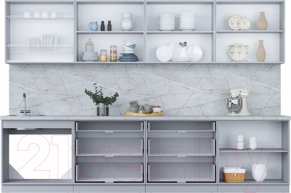 Изображение товара Кухонный гарнитур Интерлиния Мила Пластик 3.2 В (дуб эпоксид/черный/кастилло темный)