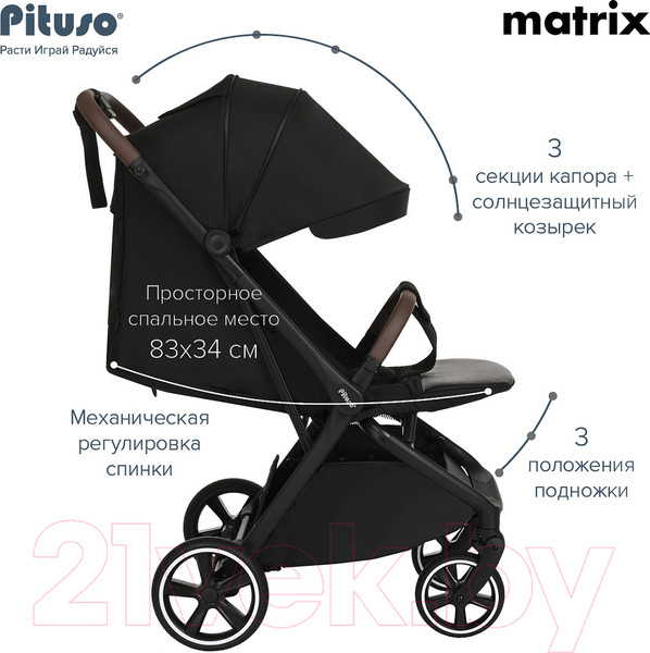 Изображение товара Детская прогулочная коляска Pituso Matrix / MRX 20 (черный)