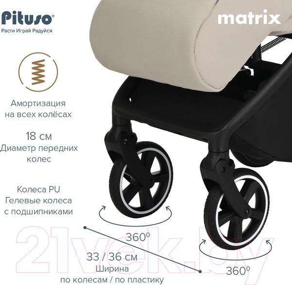Изображение товара Детская прогулочная коляска Pituso Matrix / MRX 20 (капучино)