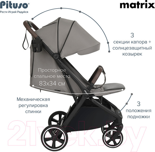 Изображение товара Детская прогулочная коляска Pituso Matrix / MRX 20 (графит)