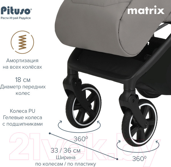 Изображение товара Детская прогулочная коляска Pituso Matrix / MRX 20 (графит)