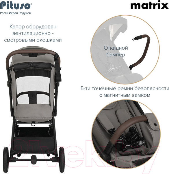 Изображение товара Детская прогулочная коляска Pituso Matrix / MRX 20 (графит)