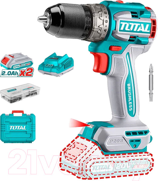 Изображение товара Аккумуляторная дрель-шуруповерт TOTAL TDLI20602