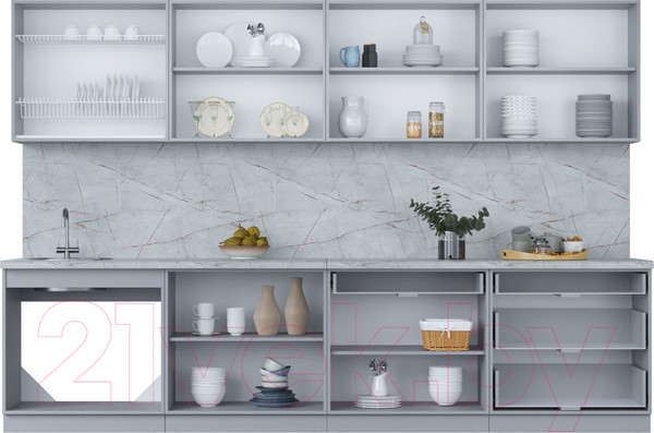 Изображение товара Кухонный гарнитур Интерлиния Мила Пластик 3.2 Б (дуб эпоксид/черный/кастилло темный)