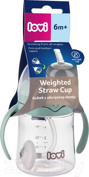 Изображение товара Поильник Lovi С утяжелителем трубочки / 35/364 (150мл, зеленый)
