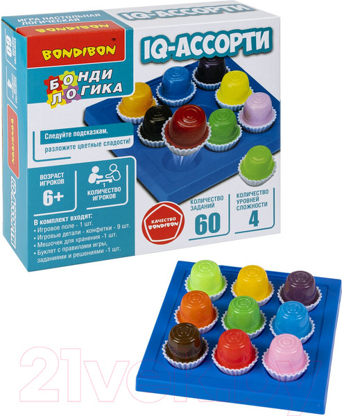 Изображение товара Игра-головоломка Bondibon БондиЛогика IQ-Ассорти Круглые конфеты / ВВ6334-А