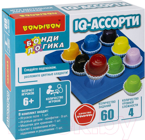 Изображение товара Игра-головоломка Bondibon БондиЛогика IQ-Ассорти Круглые конфеты / ВВ6334-А