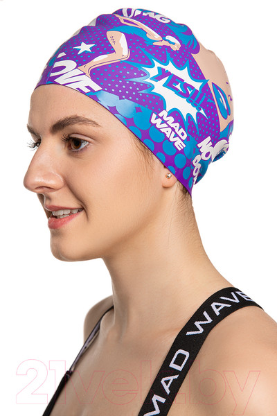 Изображение товара Шапочка для плавания Mad Wave Pop-art (синий)