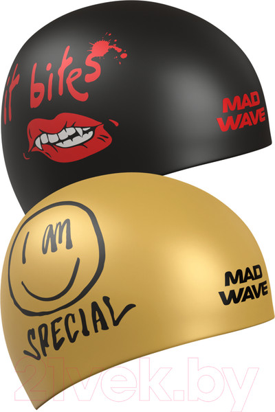 Изображение товара Шапочка для плавания Mad Wave Reverse It bites reversible (черный)