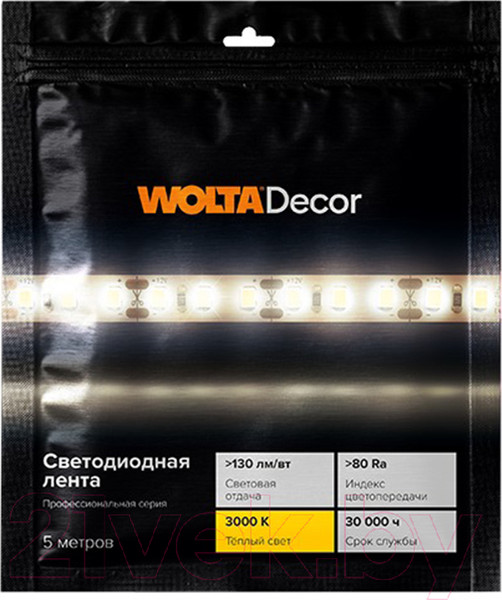 Изображение товара Светодиодная лента Wolta WLS2835-12W/3000/24S120-01