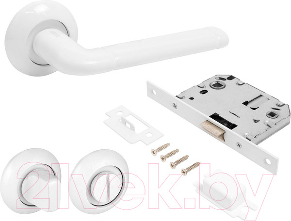 Изображение товара Ручка дверная Аллюр Арт Поло W+L7050S W+BK-R1 W 15110/S7050 (матовый белый)