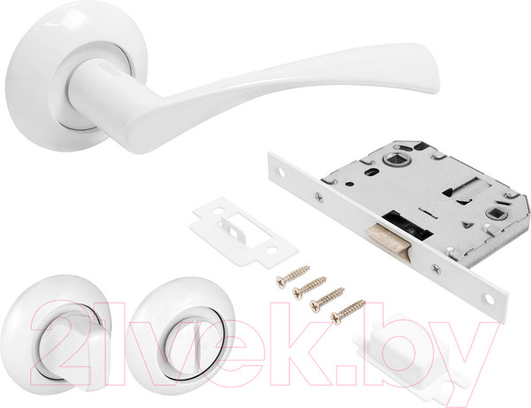 Изображение товара Ручка дверная Аллюр Арт Оскар W+L7050S W+BK-R1 W 13110/S7050 (матовый белый)