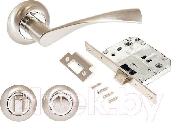 Изображение товара Ручка дверная Аллюр Арт Оскар SN+L7050S SN+BK-R1 SN 1380/S7050 (матовый никель)