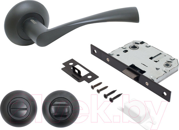 Изображение товара Ручка дверная Аллюр Арт Оскар BL+L7050S BL+BK-R1 BL 13150/S7050 (матовый черный)