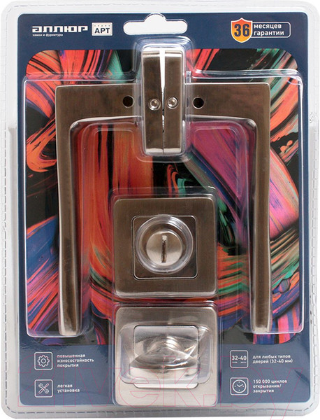 Изображение товара Ручка дверная Аллюр Арт Коломбо SN+L7050S SN+BK-S1 SN/CP 2380/S7050 (матовый никель)