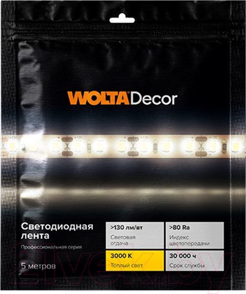 Изображение товара Светодиодная лента Wolta WLS2835-12W/3000/12H120-01