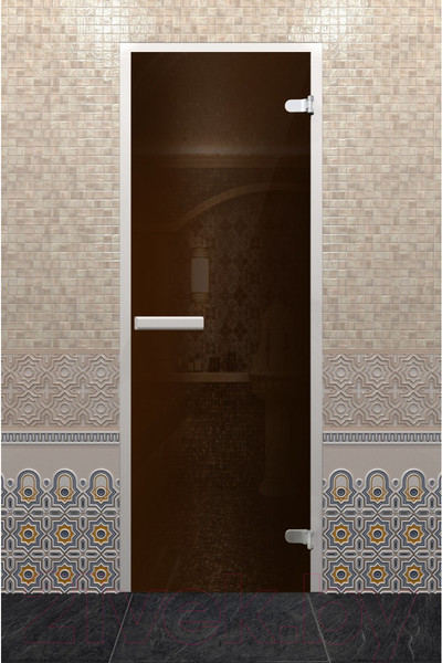 Изображение товара Стеклянная дверь для бани/сауны Doorwood Хамам Лайт Z-образный профиль 70x190 / DW02378 (бронза)