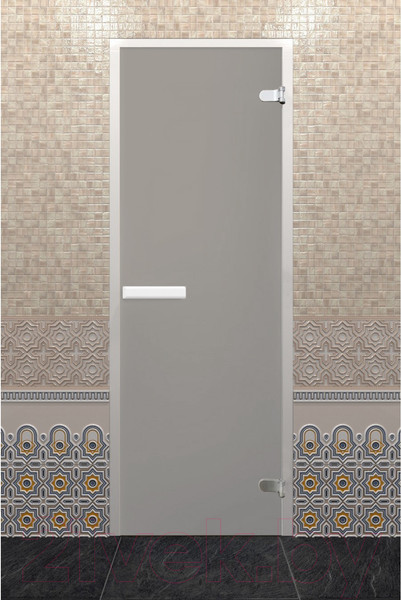 Изображение товара Стеклянная дверь для бани/сауны Doorwood Хамам Лайт Z-образный профиль 70x190 / DW03497 (сатин)