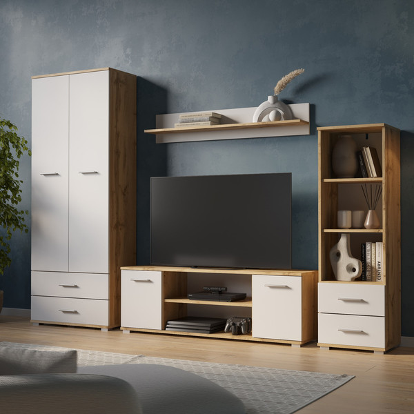 Изображение товара Стеллаж НК Мебель Fun СТ-1.130 / 71339807 (дуб вотан/белый)