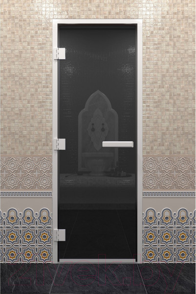 Изображение товара Стеклянная дверь для бани/сауны Doorwood Хамам без нижнего порога 71x200 / DW03518 (левая, графит)