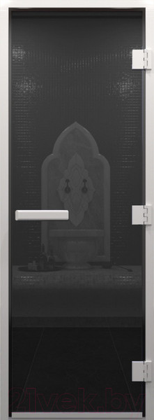 Изображение товара Стеклянная дверь для бани/сауны Doorwood Хамам без нижнего порога 81x200 / DW03526 (правая, графит)