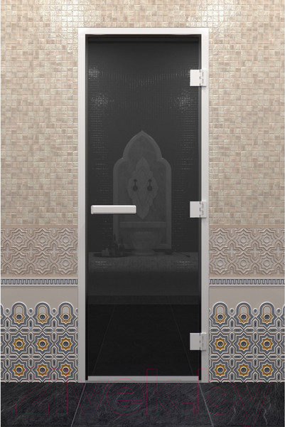 Изображение товара Стеклянная дверь для бани/сауны Doorwood Хамам без нижнего порога 81x200 / DW03526 (правая, графит)