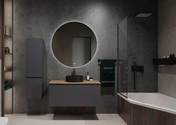 Изображение товара Тумба под умывальник Jorno Cossety 100 / Coss.01.100/P/A-DZ/JR (подвесная,антрацит/дуб крафт золотой)