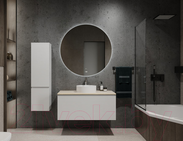 Изображение товара Тумба под умывальник Jorno Cossety 100 / Coss.01.100/P/W-DG/JR (подвесная, белый/дуб мавелла голд)