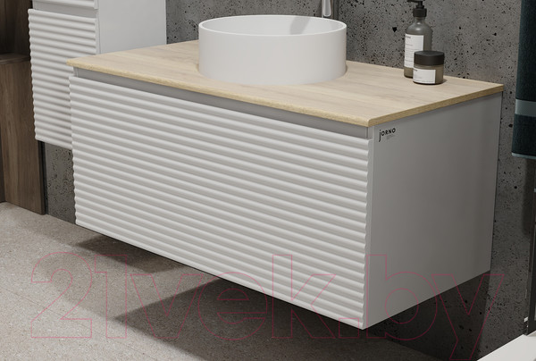 Изображение товара Тумба под умывальник Jorno Cossety 100 / Coss.01.100/P/W-DG/JR (подвесная, белый/дуб мавелла голд)