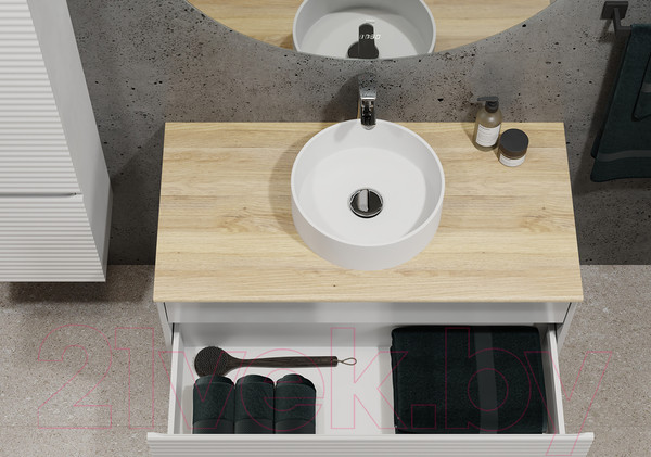 Изображение товара Тумба под умывальник Jorno Cossety 100 / Coss.01.100/P/W-DG/JR (подвесная, белый/дуб мавелла голд)