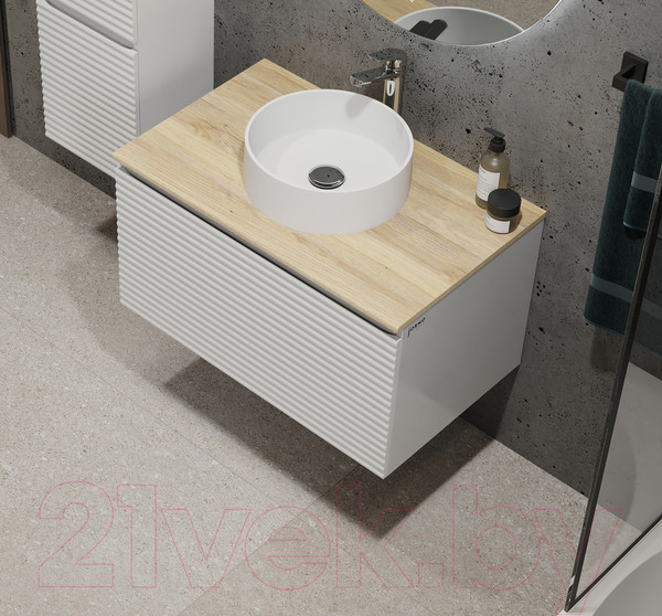 Изображение товара Тумба под умывальник Jorno Cossety 80 / Coss.01.80/P/W-DG/JR (подвесная, белый/дуб мавелла голд)