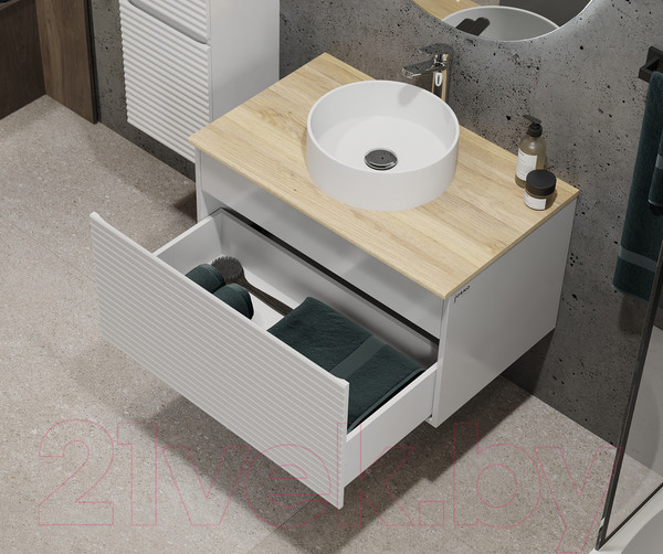 Изображение товара Тумба под умывальник Jorno Cossety 80 / Coss.01.80/P/W-DG/JR (подвесная, белый/дуб мавелла голд)