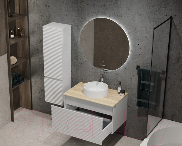 Изображение товара Тумба под умывальник Jorno Cossety 80 / Coss.01.80/P/W-DG/JR (подвесная, белый/дуб мавелла голд)