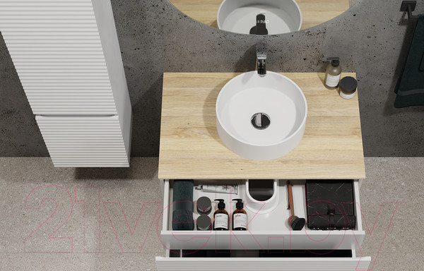 Изображение товара Тумба под умывальник Jorno Cossety 80 / Coss.01.80/P/W-DG/JR (подвесная, белый/дуб мавелла голд)