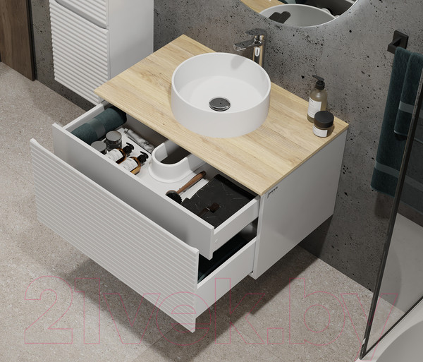 Изображение товара Тумба под умывальник Jorno Cossety 80 / Coss.01.80/P/W-DG/JR (подвесная, белый/дуб мавелла голд)