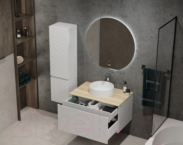 Изображение товара Тумба под умывальник Jorno Cossety 80 / Coss.01.80/P/W-DG/JR (подвесная, белый/дуб мавелла голд)