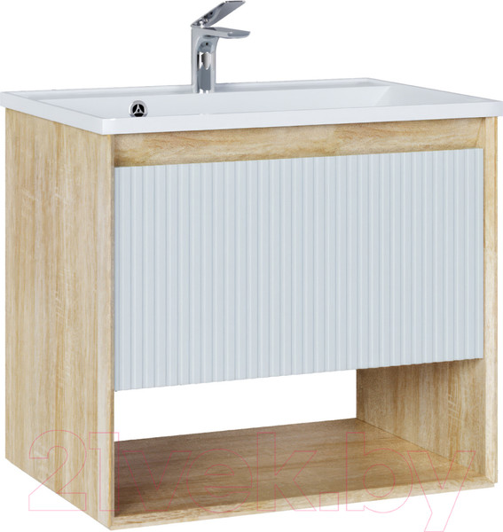 Изображение товара Тумба под умывальник Jorno Tossony 70 / Toss.01.70/P/SS-W/JR (подвесная, cонома светлая/белый)