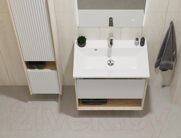 Изображение товара Тумба под умывальник Jorno Tossony 70 / Toss.01.70/P/SS-W/JR (подвесная, cонома светлая/белый)