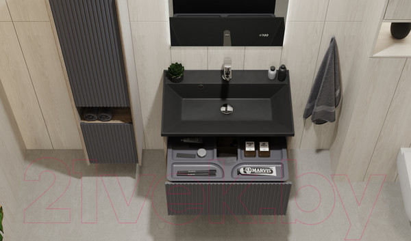 Изображение товара Тумба под умывальник Jorno Tossony 70 / Toss.01.70/P/DS-A/JR (подвесная, дуб самдал/антрацит)