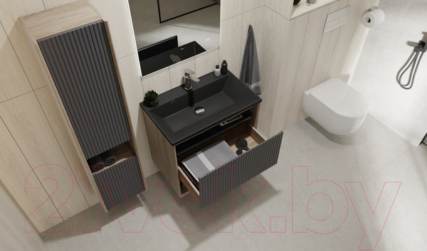 Изображение товара Тумба под умывальник Jorno Tossony 70 / Toss.01.70/P/DS-A/JR (подвесная, дуб самдал/антрацит)