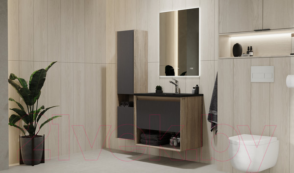 Изображение товара Тумба под умывальник Jorno Tossony 70 / Toss.01.70/P/DS-A/JR (подвесная, дуб самдал/антрацит)