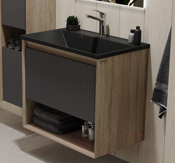 Изображение товара Тумба под умывальник Jorno Tossony 70 / Toss.01.70/P/DS-A/JR (подвесная, дуб самдал/антрацит)