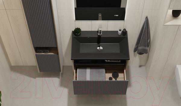 Изображение товара Тумба под умывальник Jorno Tossony 70 / Toss.01.70/P/DS-A/JR (подвесная, дуб самдал/антрацит)